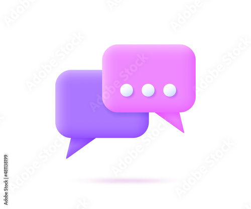 3d chat bubble icon. Vector illustration isolated on white background.