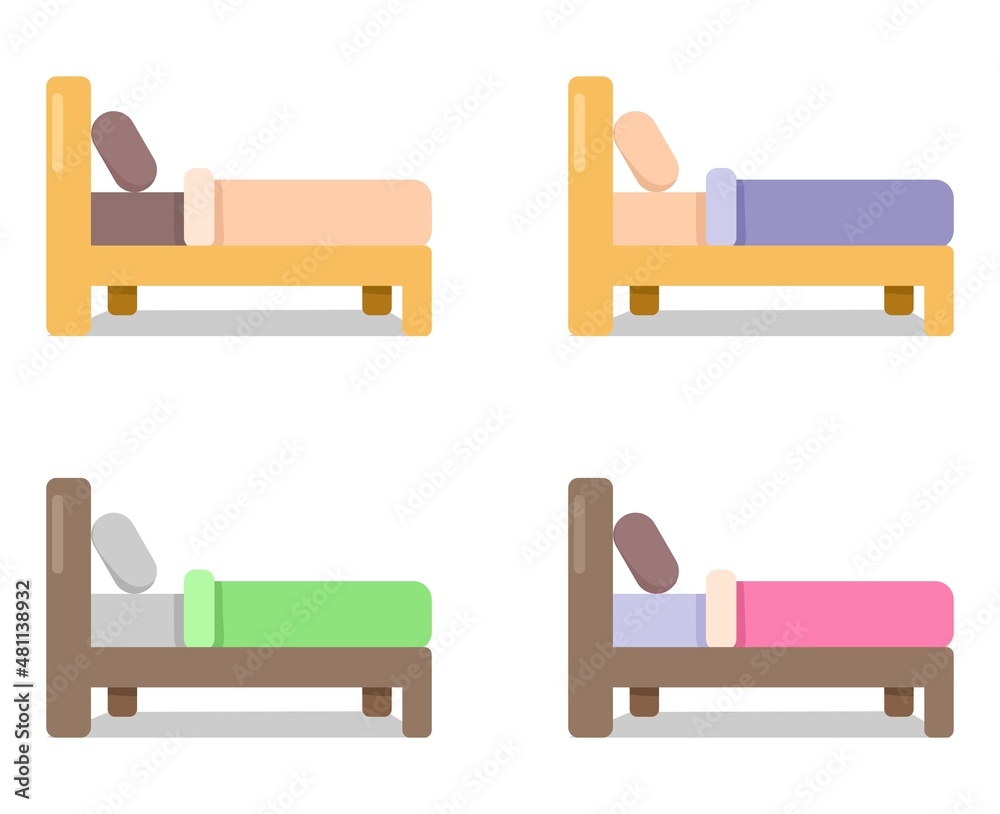 Vector illustration set of a bed seen from the side for a bedroom, for a home furnishings advertisement Vector illustration set of a bed seen from the side for a bedroom, for a home furnishings advertisement