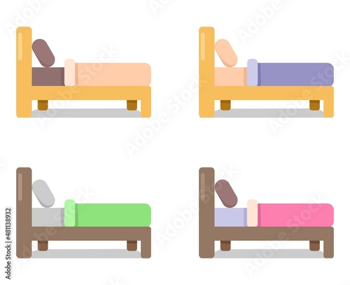 Vector illustration set of a bed seen from the side for a bedroom, for a home furnishings advertisement