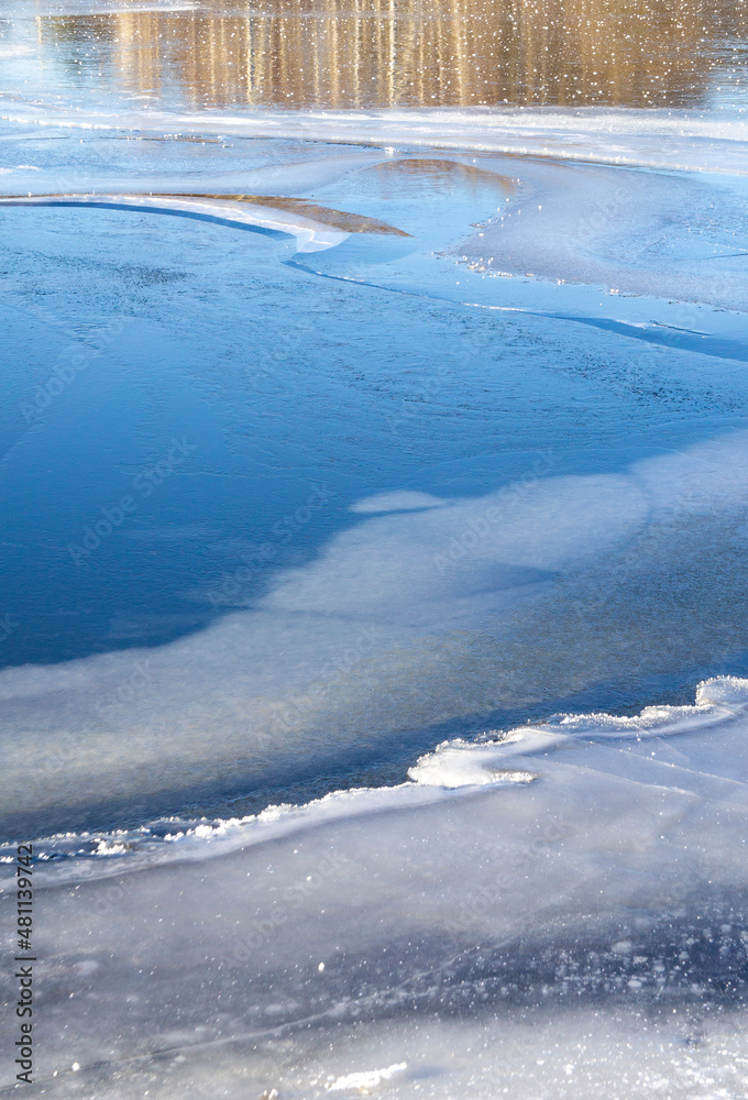Blue ice texture. Frozen lake shore water for background Blue ice texture. Frozen lake shore water for background