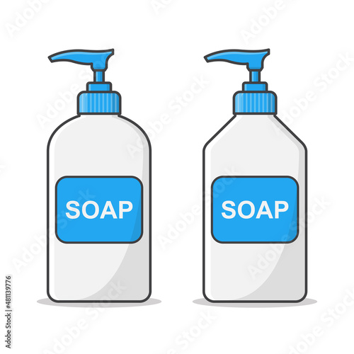 Liquid Soap Dispenser Pump Plastic Bottle Vector Icon Illustration. Bottle Of Liquid Antibacterial Soap. Hand Wash Bottle Flat Icon