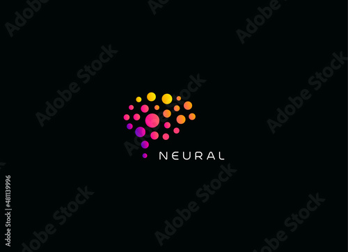 Abstract Brain Dotted logo teplate, logotype for science, medicine, education, technology, business. Vector symbol
