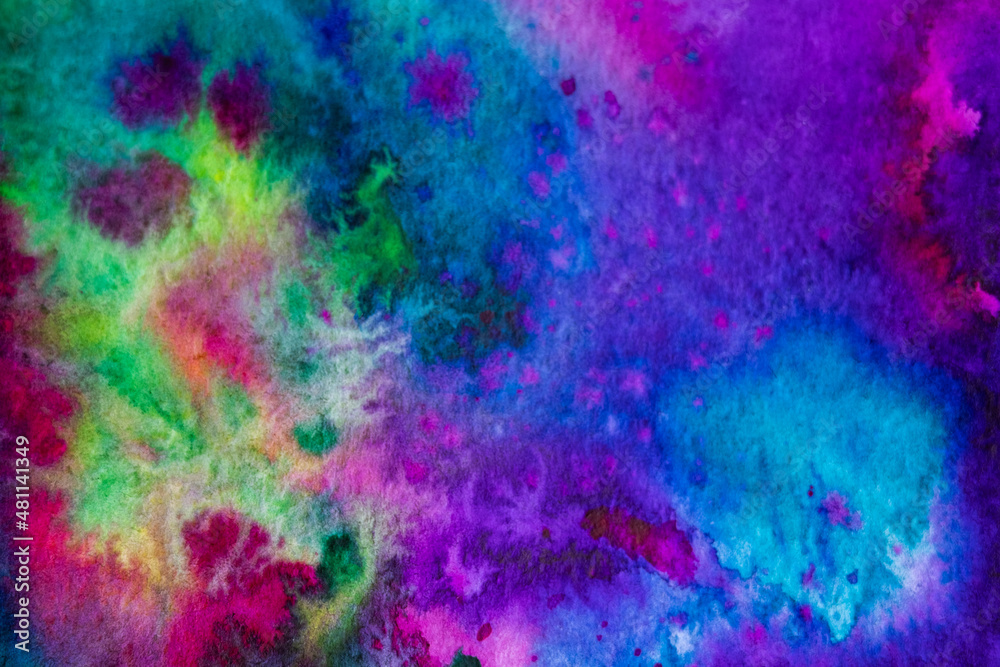 Colorful textured watercolor background dark tone on paper