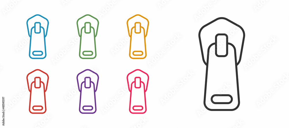 Set line Zipper icon isolated on white background. Set icons colorful. Vector Set line Zipper icon isolated on white background. Set icons colorful. Vector