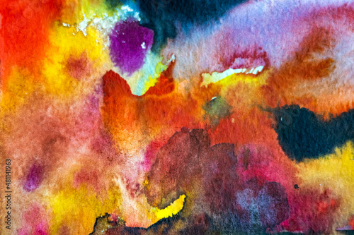 Colorful textured watercolor background dark tone on paper