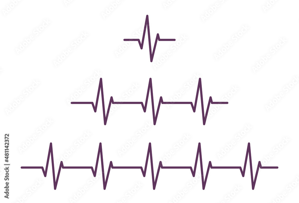 Heartbeat set line. Pulse trace. Cardio symbol. Healthy and Medical concept. Vector image