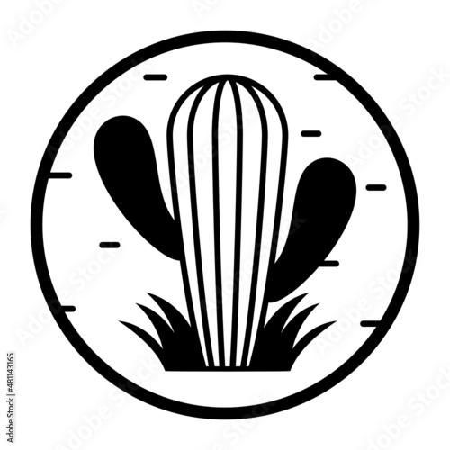 Mexican giant cactus Concept,  Edible nopal pad Vector Icon design, Mexican culture symbol, Mexico Customs and Traditions Sign, Cinco De mayo stock illustration