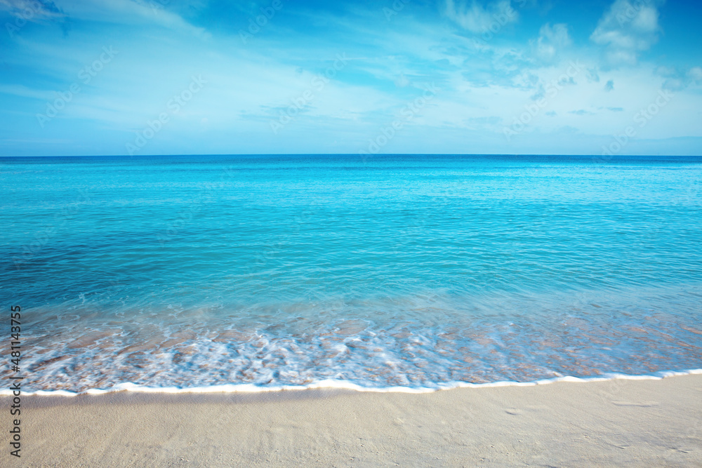 Beautiful caribbean sea and blue sky . Travel background.