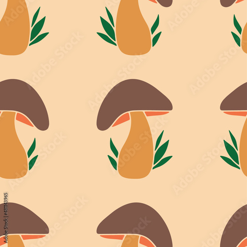 Mashroom hand drawn seamless pattern. Textile Texture.