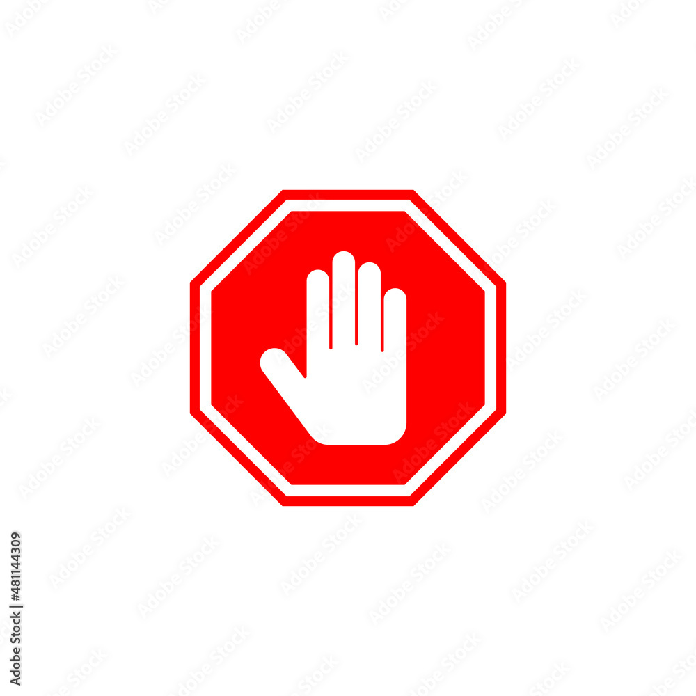 Stop icon. stop road sign. hand stop sign and symbol. Do not enter stop red sign with hand Stop icon. stop road sign. hand stop sign and symbol. Do not enter stop red sign with hand