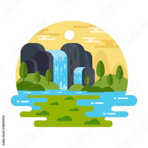 Mountains Waterfall