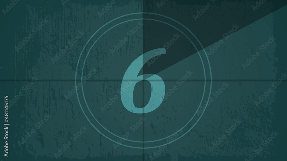 Obraz premium Countdown on the old movie screen. 