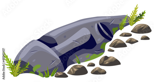 Moai on Easter island. Isolated vector cartoon stone sculpture. Ancient statue civilizations of atlantis and lemuria.