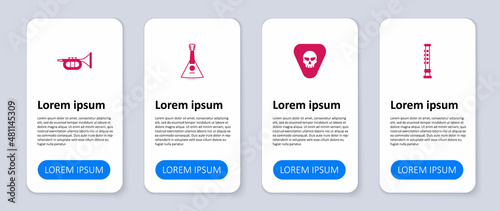 Set Flute, Guitar pick, Balalaika and Trumpet. Business infographic template. Vector