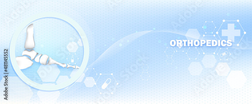 Abstract science medical orthopedics of ankle and foot injury. The concept for hospital and research.