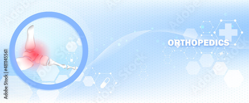 Abstract science medical orthopedics of ankle and foot injury. The concept for hospital and research.