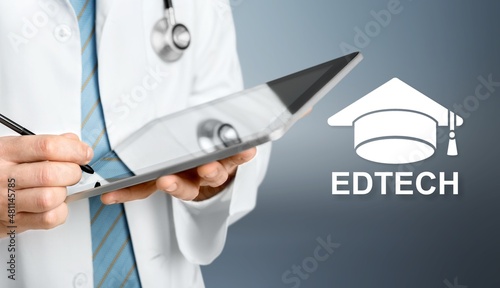 E-Learning Modern Medicine Innovation. Medical concept of Edtech Education Internet Technology.