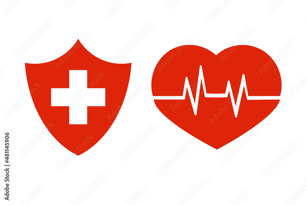 Medical plus and heart line icon. Medical plus and heart line icon.