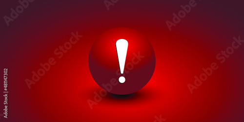 Red urgency warning icon symbol and alert security. Caution message or exclamation danger safety sign. Sign with shadow isolated on green background. Vector EPS 10