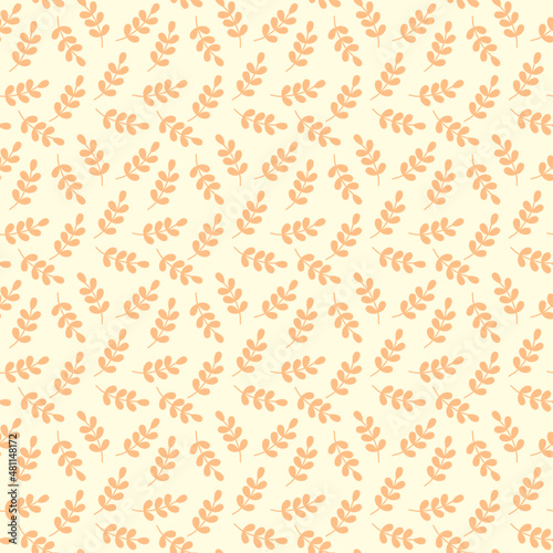 Seamless pattern with wheat ears on yellow background vector Flat illustration. beautiful harvest pattern.