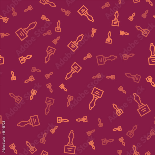 Brown line Movie trophy icon isolated seamless pattern on red background. Academy award icon. Films and cinema symbol. Vector