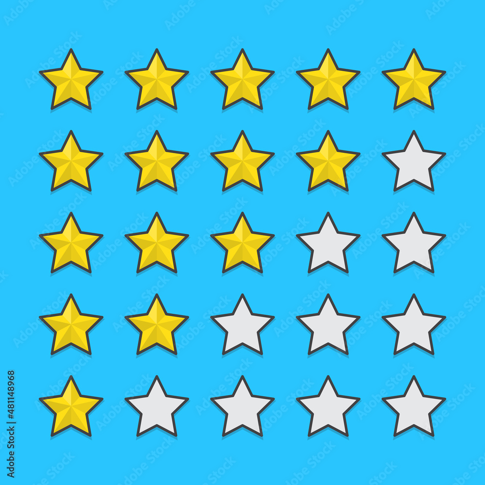 Obraz premium Five Stars Quality Rating Vector Icon Illustration. Customer Product Rating Review Flat Icon