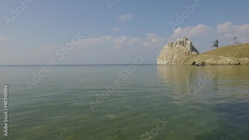 ProRes. Lake Baikal. Olkhon Island. The heart of the island is Shamanka Rock. Poleslok Khuzhir. Summer shooting from a drone.