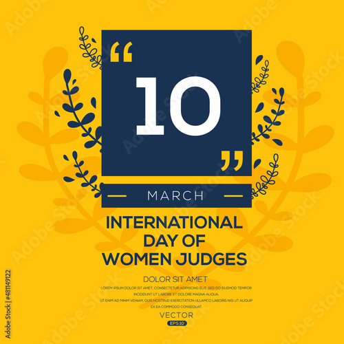 Creative design for (International Day of Women Judges), 10 March, Vector illustration.