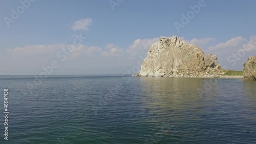 ProRes. Lake Baikal. Olkhon Island. The heart of the island is Shamanka Rock. Poleslok Khuzhir. Summer shooting from a drone.