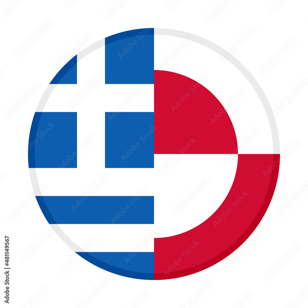 round icon with greece and greenland flags. vector illustration isolated on white background round icon with greece and greenland flags. vector illustration isolated on white background