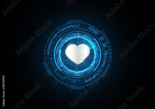 Technology abstract future love heart radar security circle background vector illustration