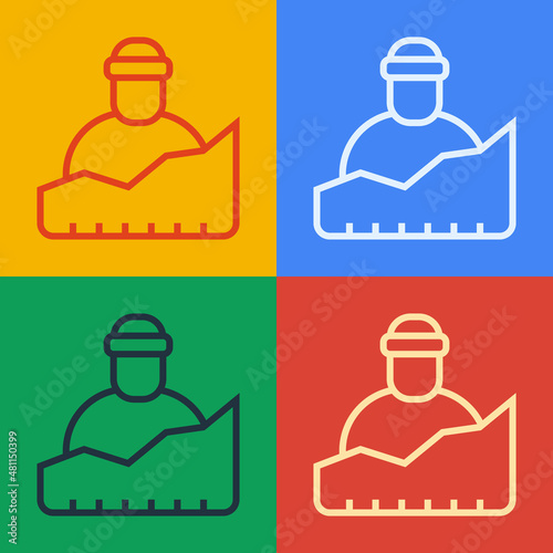 Pop art line Growth of homeless icon isolated on color background. Homelessness problem. Vector