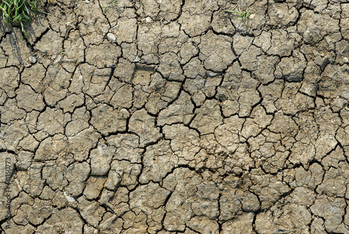 Cracked and dry earth due to lack of rains