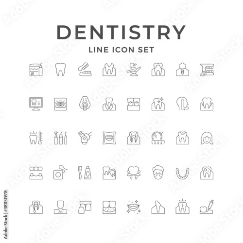 Set line icons of dentistry