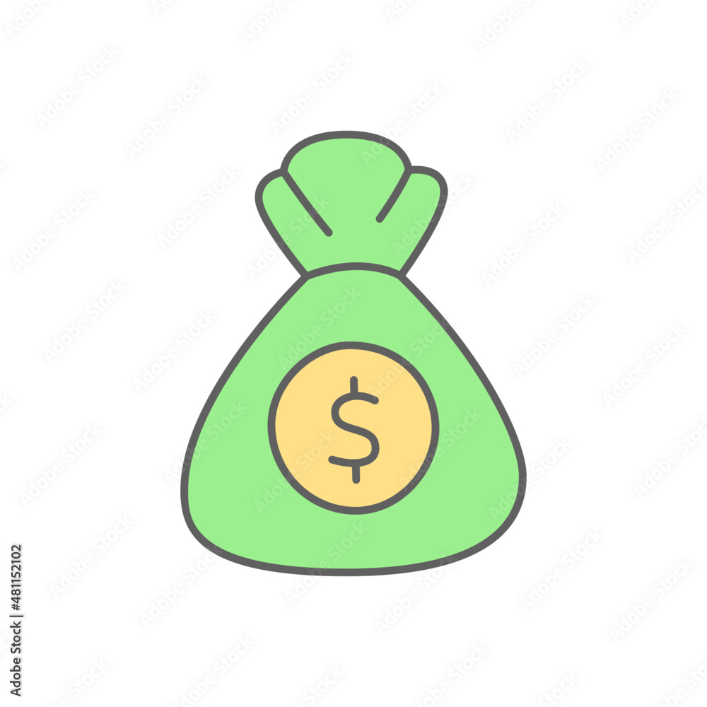 Money Bag Icon in color icon, isolated on white background Money Bag Icon in color icon, isolated on white background