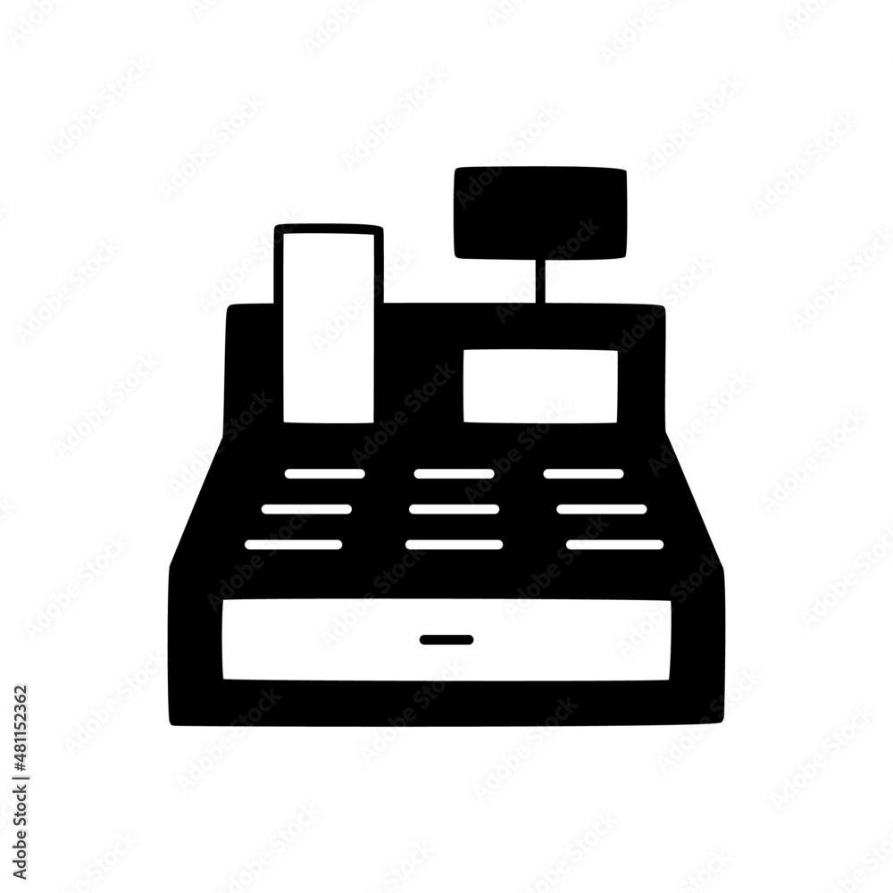 Cash Register Icon in black line style icon, style isolated on white background Cash Register Icon in black line style icon, style isolated on white background