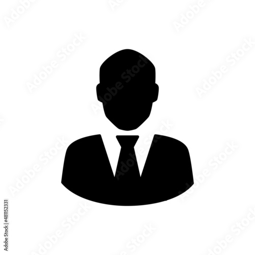 Businessman Icon in black flat glyph, filled style isolated on white background