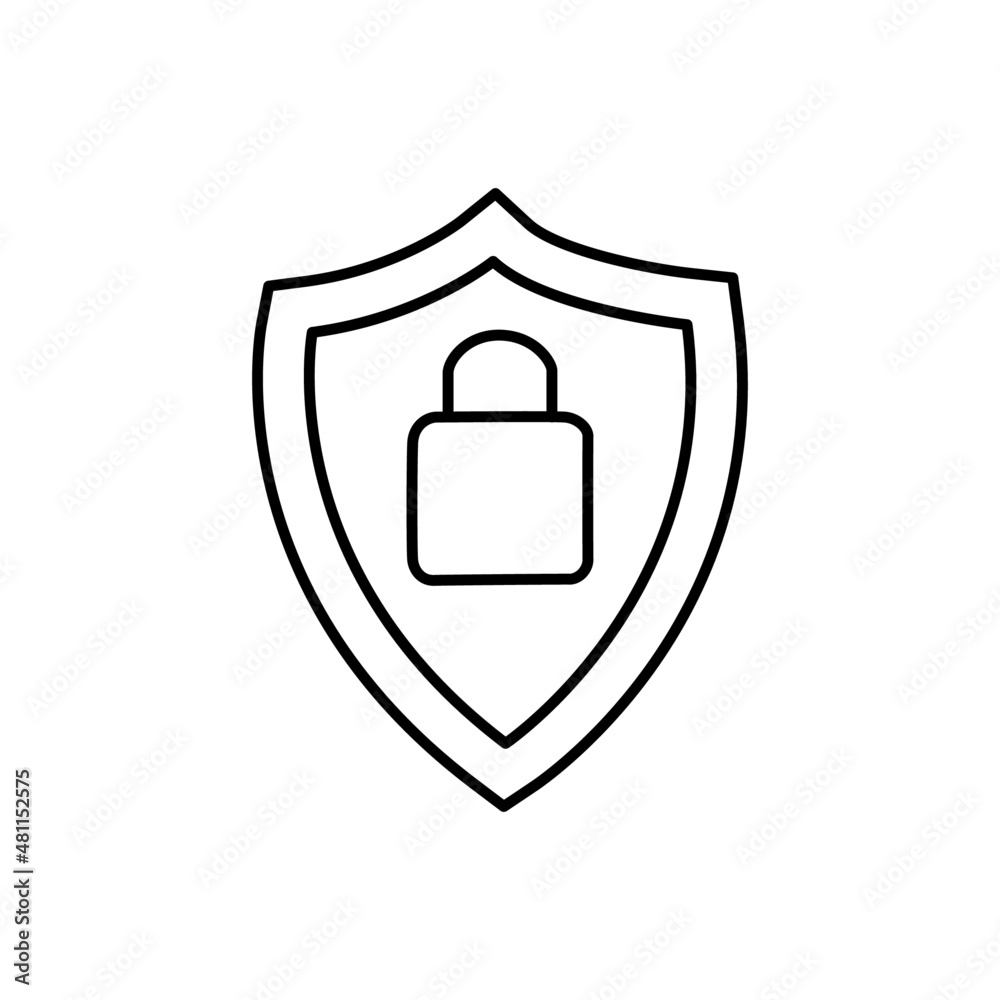 Secure Icon  in black line style icon, style isolated on white background