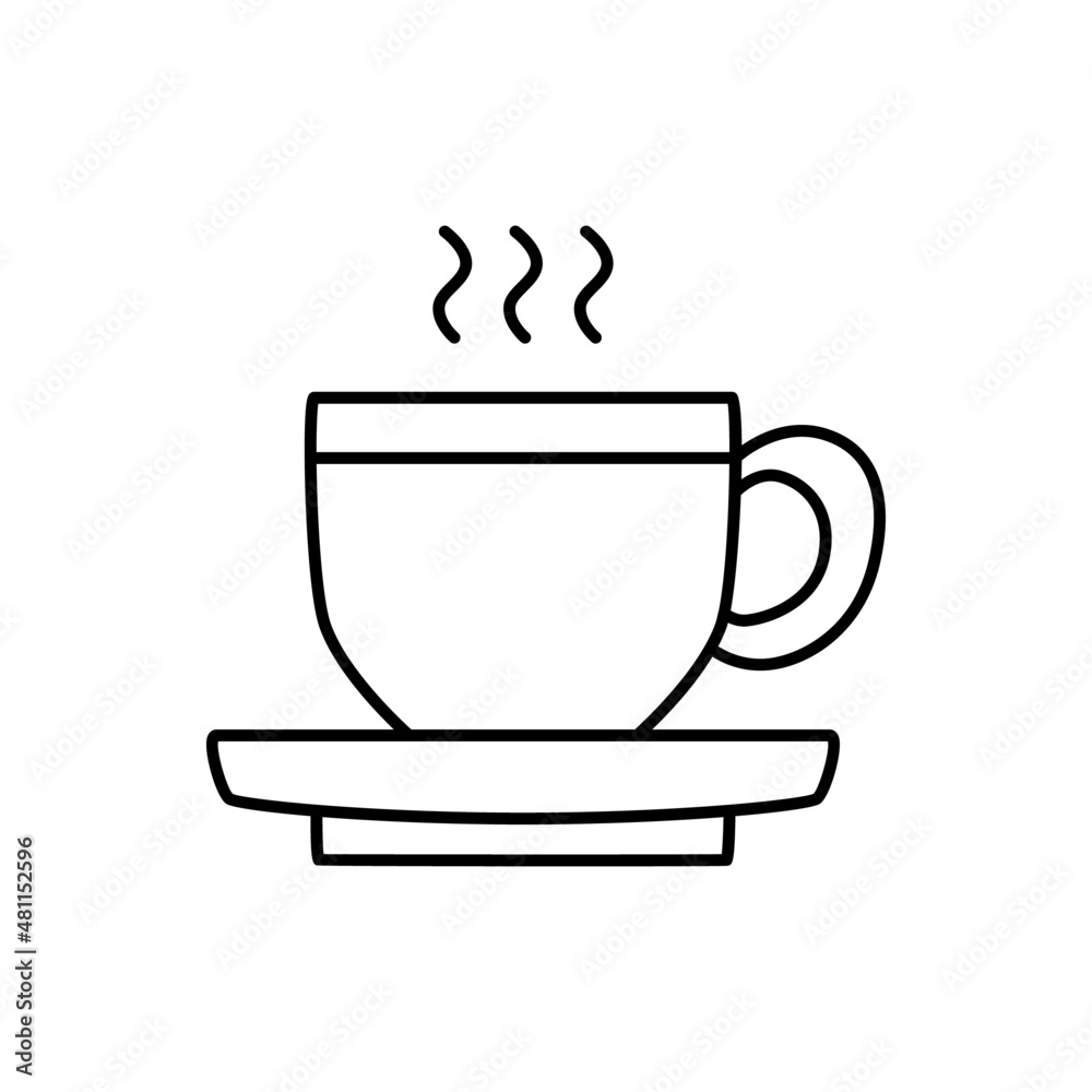 Coffee Icon in black line style icon, style isolated on white background Coffee Icon in black line style icon, style isolated on white background