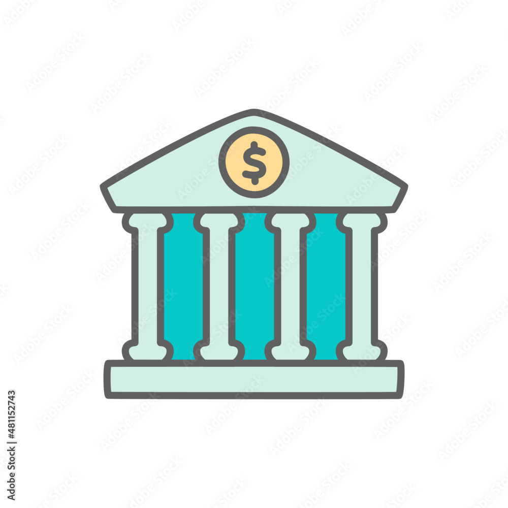 Bank Build Icon in color icon, isolated on white background Bank Build Icon in color icon, isolated on white background