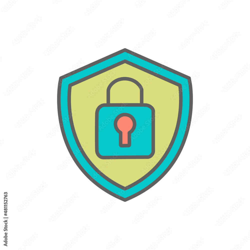 Secure Icon in color icon, isolated on white background Secure Icon in color icon, isolated on white background
