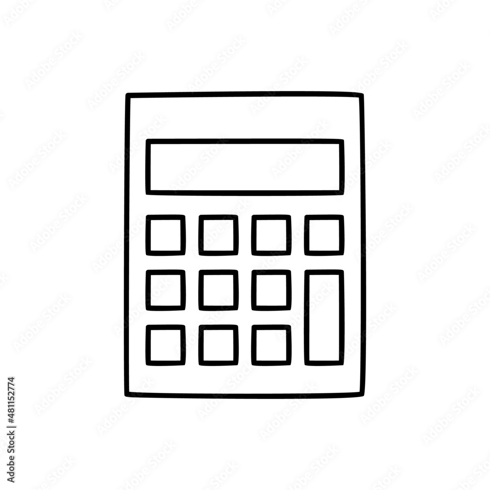 Calculator Icon in black line style icon, style isolated on white background Calculator Icon in black line style icon, style isolated on white background