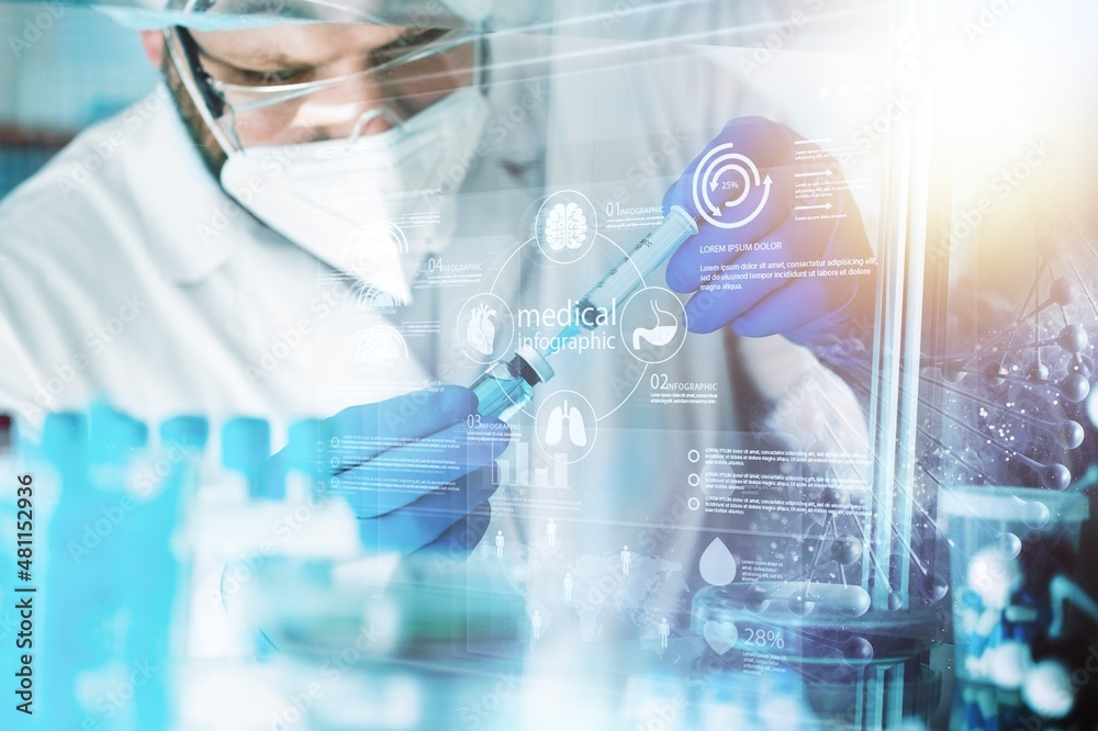 Health care researchers working in life science laboratory, work for test a vaccine Health care researchers working in life science laboratory, work for test a vaccine