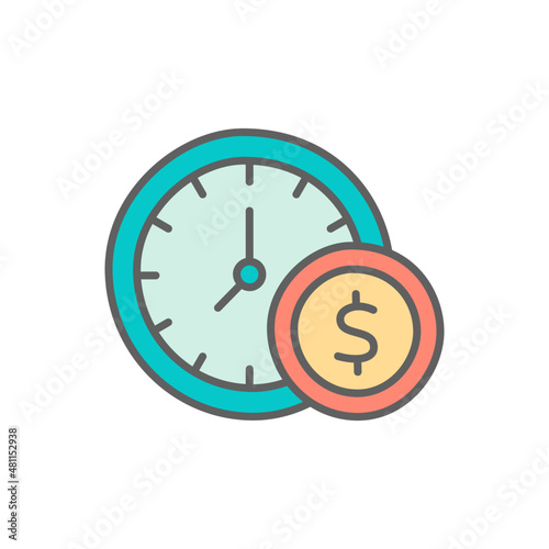 Time is money Icon in color icon, isolated on white background 