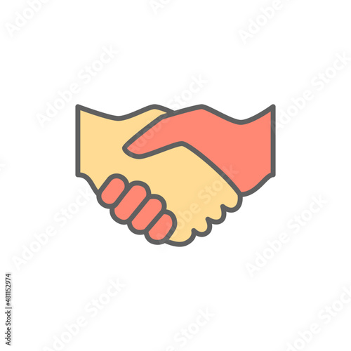Handshake Icon in color icon, isolated on white background 