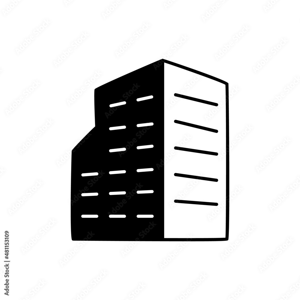 Office building Icon in black flat glyph, filled style isolated on white background Office building Icon in black flat glyph, filled style isolated on white background