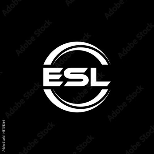 ESL letter logo design with black background in illustrator  vector logo modern alphabet font overlap style. calligraphy designs for logo  Poster  Invitation  etc.