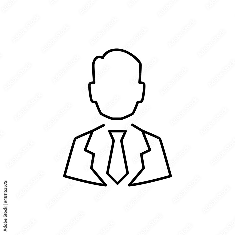 Businessman Icon  in black line style icon, style isolated on white background