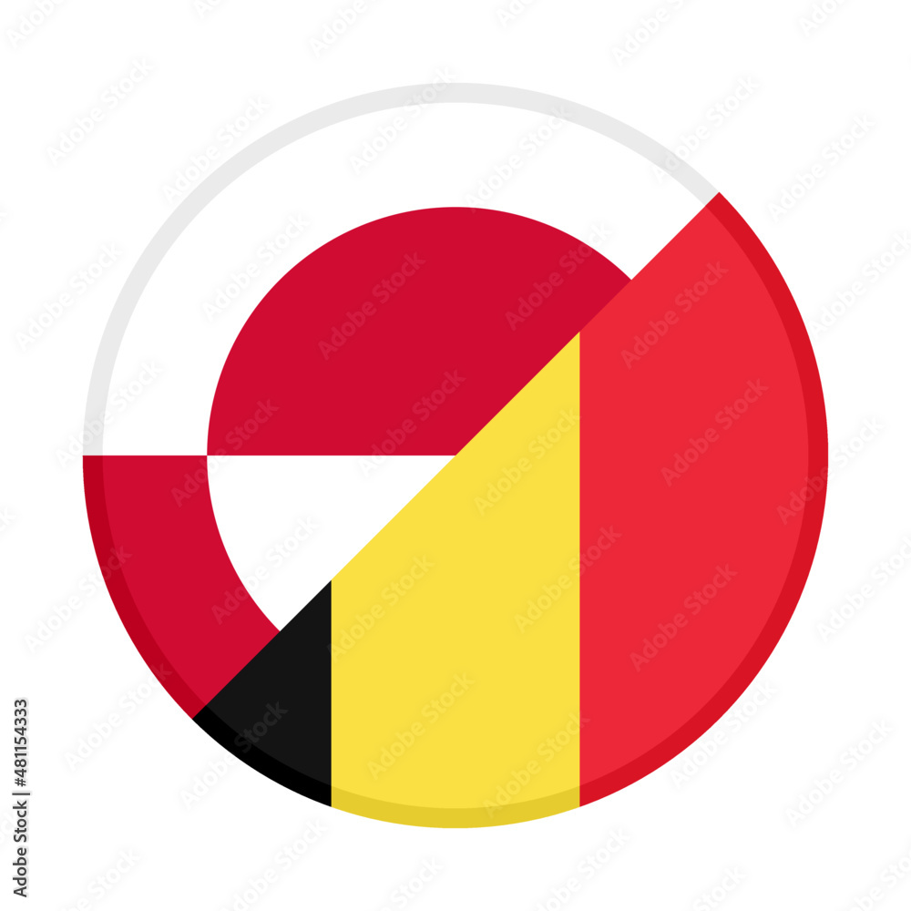 Fototapeta premium round icon with greenland and belgium flags. vector illustration isolated on white background