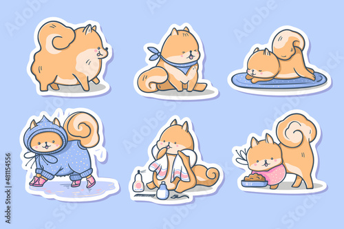 A set of stickers with cute pets